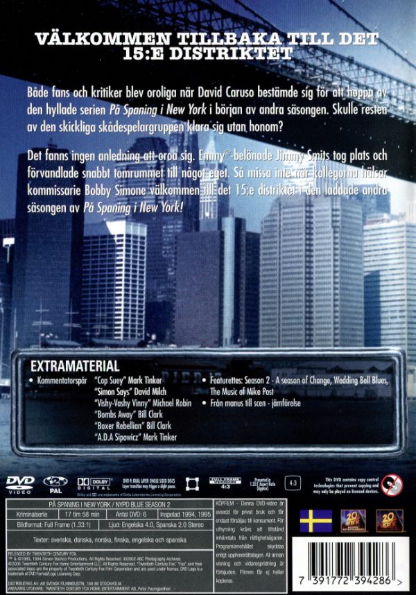 DVD - På Spaning i New York : Säsong 2 baksida