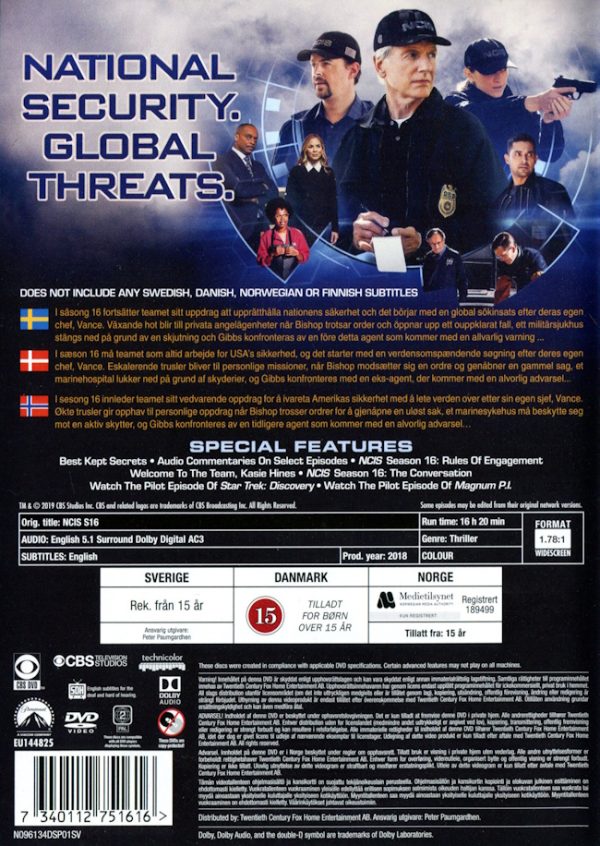 DVD - NCIS - Säsong 16 baksida