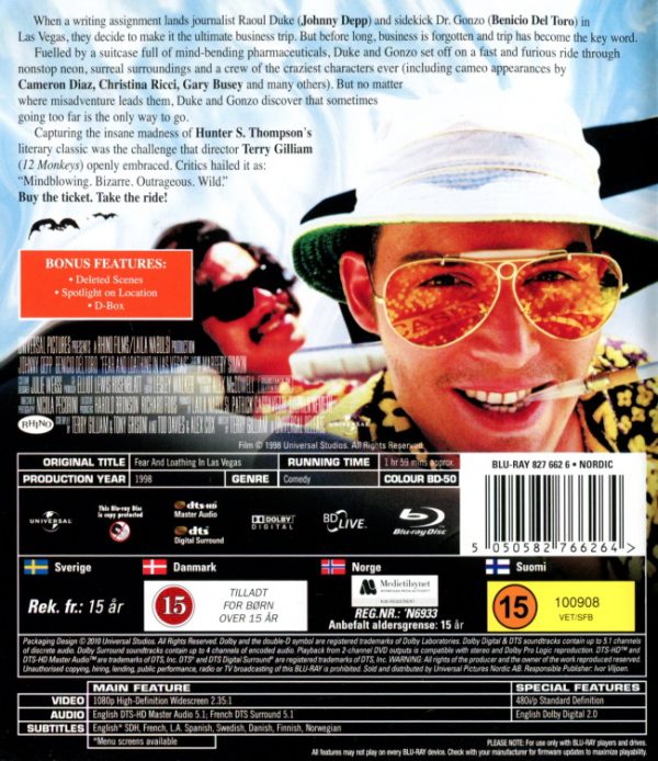 Bluray - Fear and Loathing in Las Vegas back cover