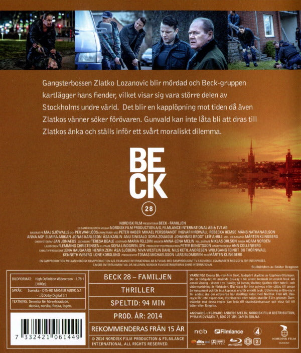 Bluray - Beck # 28 - Familjen back cover