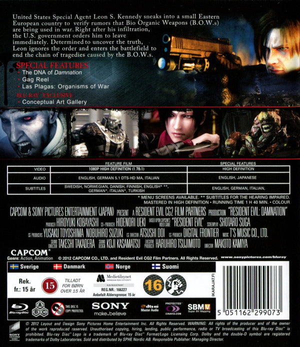 Bluray - Resident Evil: Damnation back cover