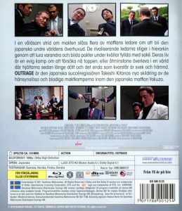 Bluray - Outrage (Takeshi Kitano) back cover