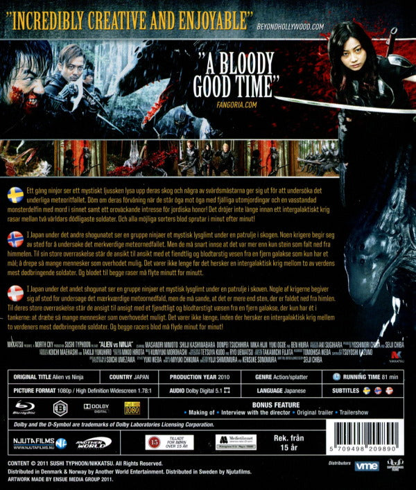 Bluray - Alien Vs. Ninja back cover