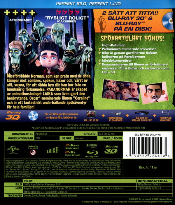 Bluray - ParaNorman (3D) back cover
