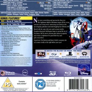 Bluray - Nightmare Before Christmas (3D) back cover