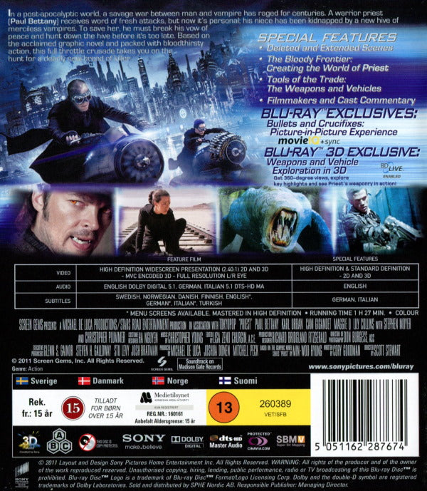 Bluray - Priest (2011) (3D) back cover