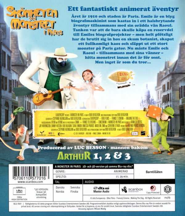 Bluray - Skönheten och Monstret i Paris (3D) back cover