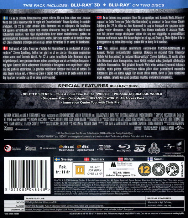 Bluray - Jurassic World (3D) back cover
