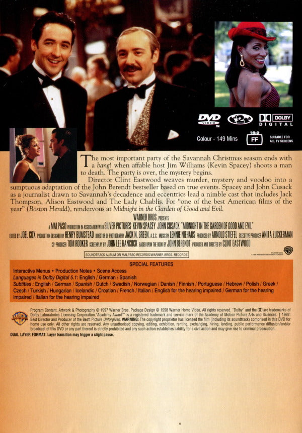 DVD - Midnight in the Garden of Good and Evil back cover