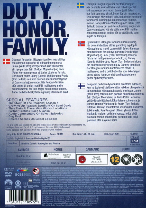 DVD - Blue Bloods - Säsong 4 back cover