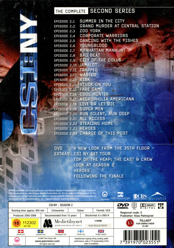 DVD - CSI New York : Säsong 2 back cover