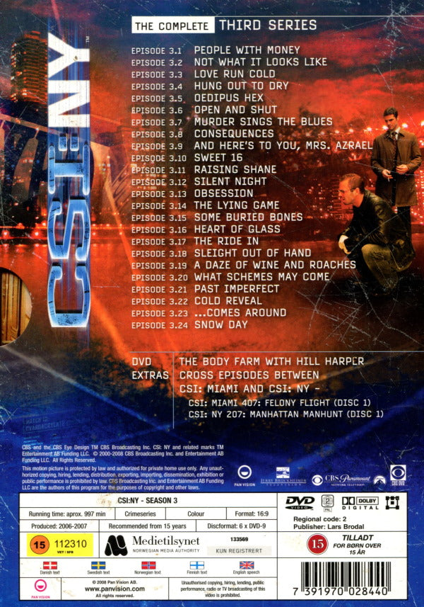 DVD - CSI New York : Säsong 3 back cover