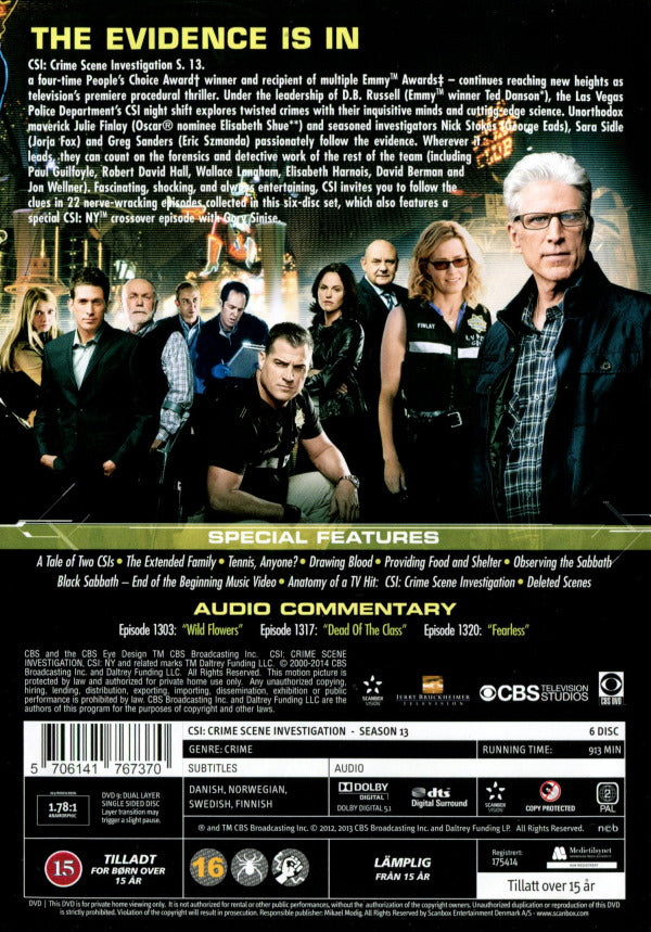 DVD - CSI: Crime Scene Investigation - Säsong 13 back cover