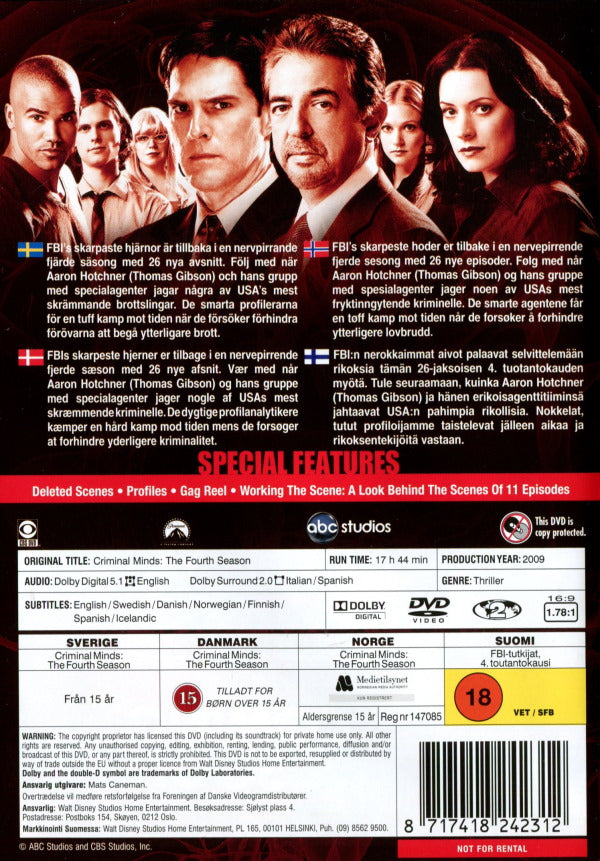 DVD - Criminal Minds : Säsong 4 back cover