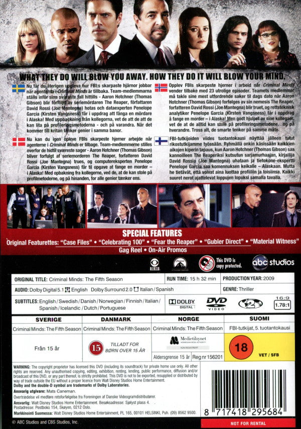 DVD - Criminal Minds : Säsong 5 back cover