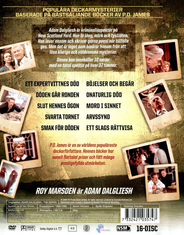 DVD - Ett uppdrag för Adam Dalgliesh - Hela serien (16-disc) baksida