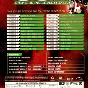 DVD - CSI: Crime Scene Investigation - Säsong 6 back cover