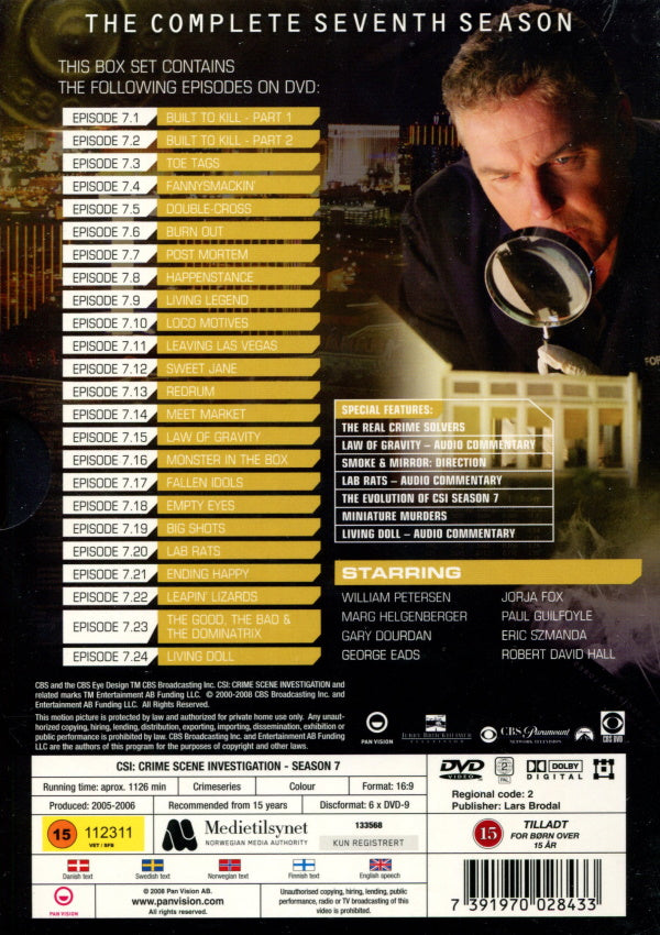DVD - CSI: Crime Scene Investigation - Säsong 7 back cover
