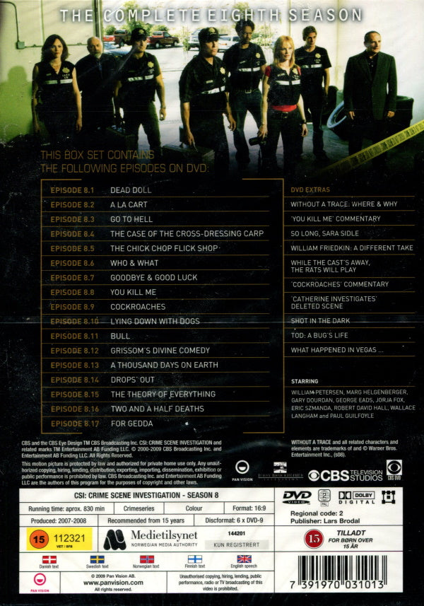 DVD - CSI: Crime Scene Investigation - Säsong 8 back cover