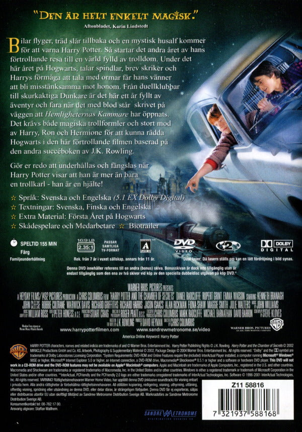 DVD - Harry Potter och Hemligheternas Kammare (1-disc) back cover