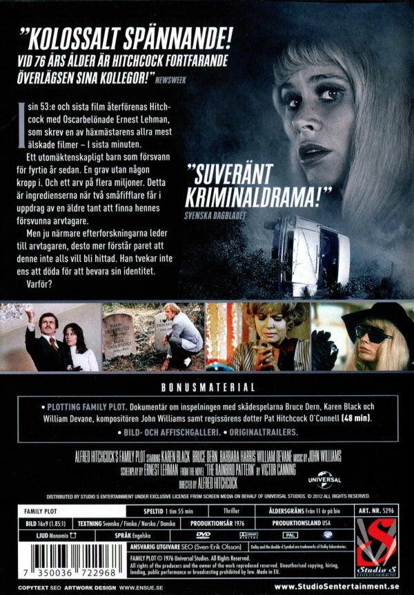 DVD - Arvet (Alfred Hitchcock) (1976) back cover