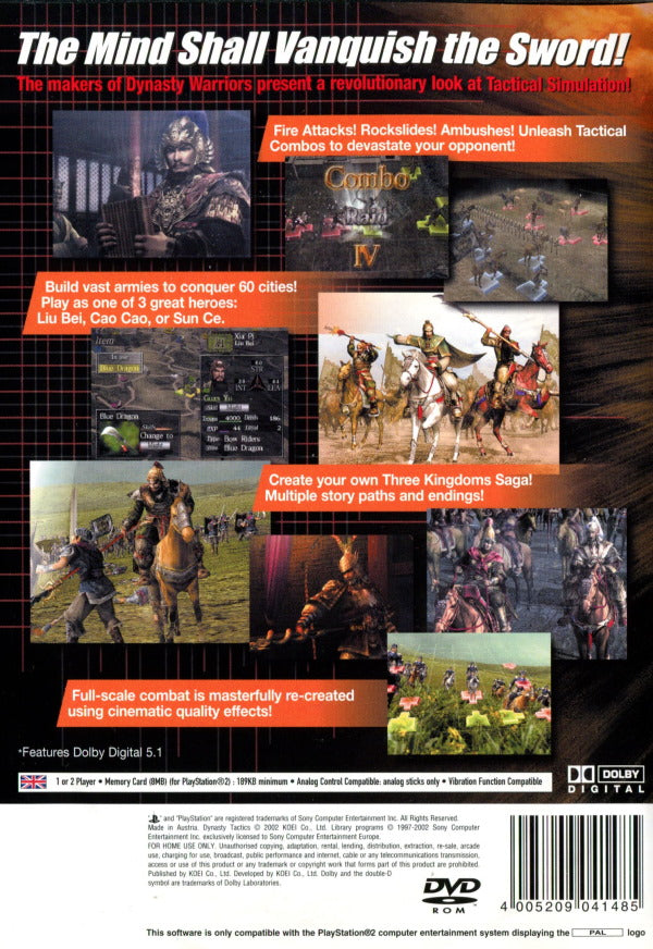 Playstation 2 (PS2) - Dynasty Tactics back cover