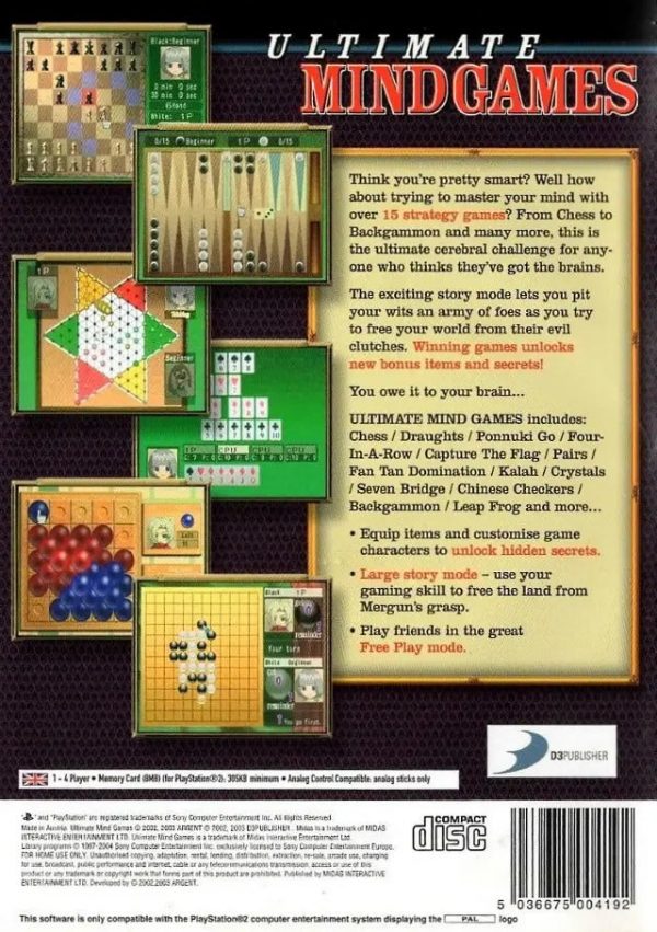 Playstation 2 (PS2) - Ultimate Mind Games back cover