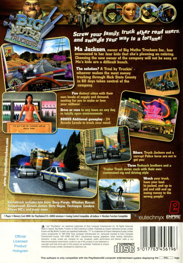 Playstation 2 - Big Mutha Truckers back cover