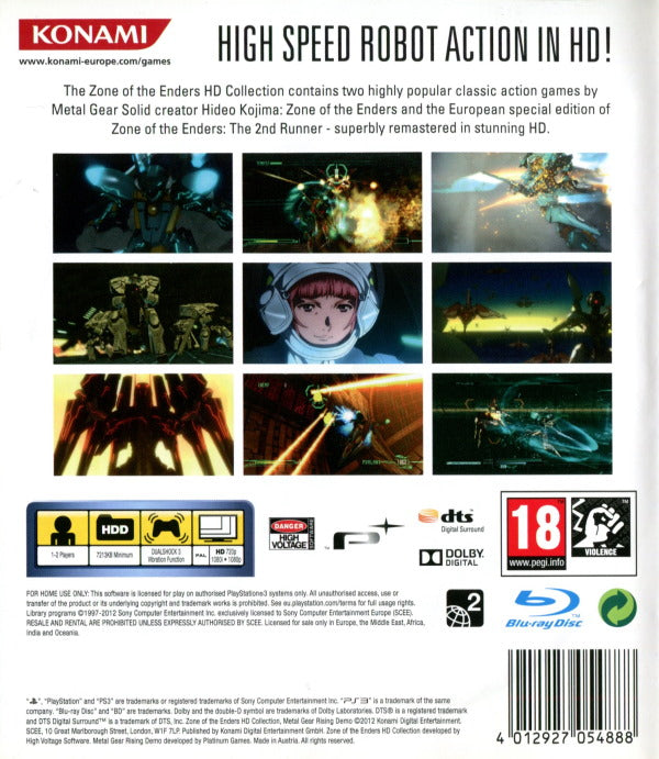 Playstation 3 - Zone of the Enders HD Collection back cover