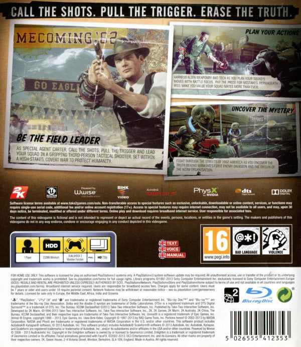 Playstation 3 - The Bureau: XCOM Declassified back cover