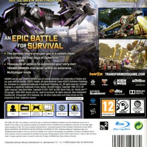 Playstation 3 - Transformers: Fall of Cybertron back cover