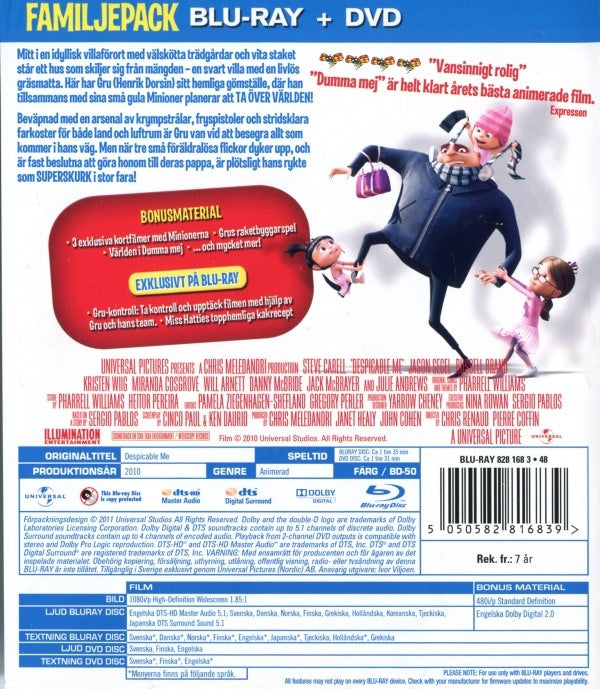 Bluray - Dumma Mej - Familjepack (Blu-ray + DVD) back cover