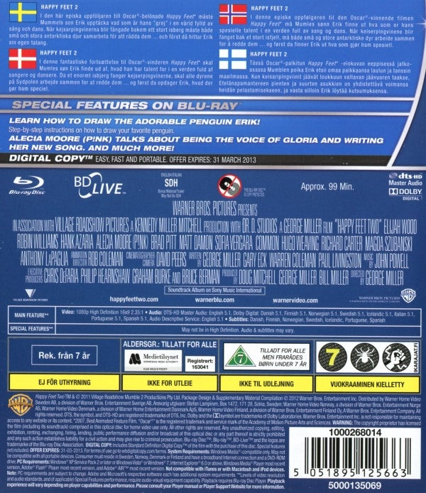 Bluray - Happy Feet 2 back cover