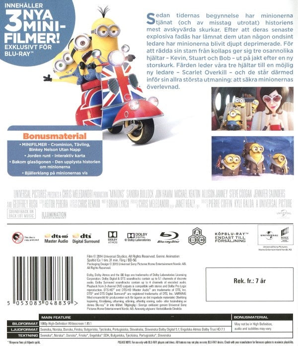 Bluray - Minioner back cover