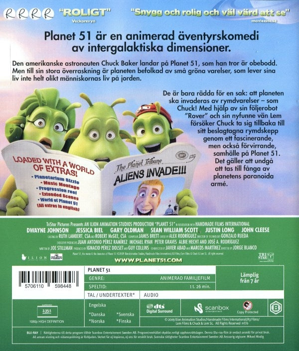 Bluray - Planet 51 back cover