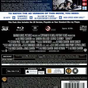 Bluray - Gravity (2013) (3D) back cover