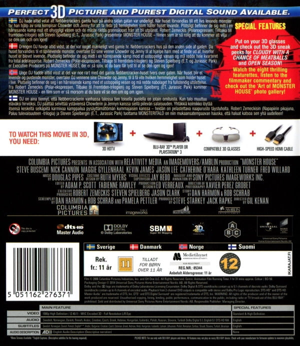 Bluray - Monster House (3D) back cover