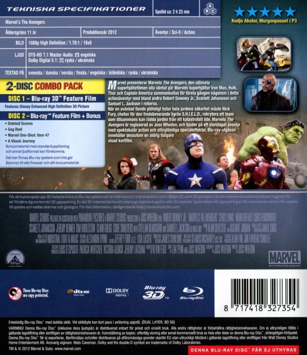 Bluray - Avengers (2012) (3D) back cover