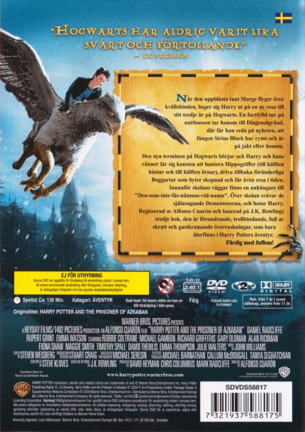 DVD - Harry Potter och Fången från Azkaban (1-disc) back cover