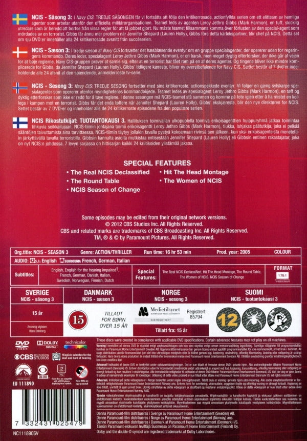 DVD - NCIS - Säsong 3 back cover
