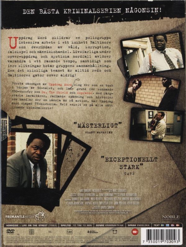 DVD - Homicide: Uppdrag Mord - Säsong 1 (4-Disc) back cover