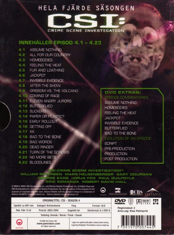 DVD - CSI : Crime Scene Investigation - Säsong 4 back cover
