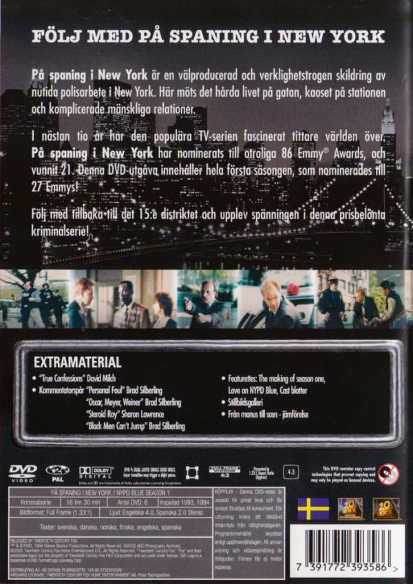 DVD - På Spaning i New York : Säsong 1 back cover