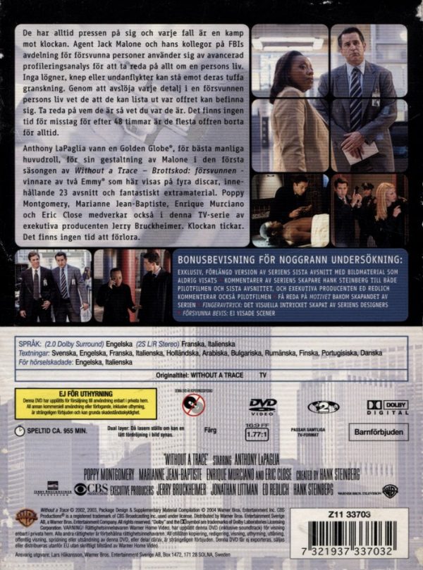 DVDBOX - Brottskod Försvunnen (Without a Trace) - Säsong 1