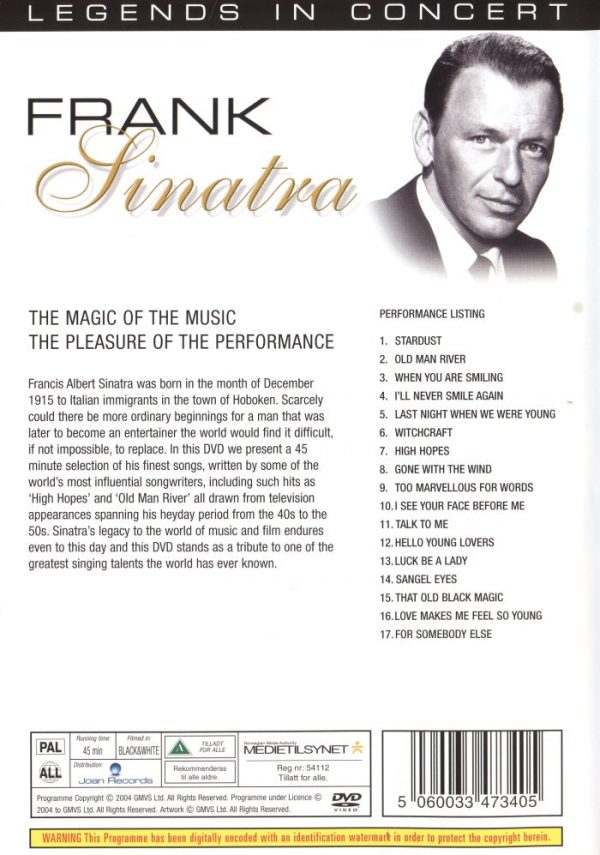 DVD - Legends in Concert - Frank Sinatra: The Magic of The Music