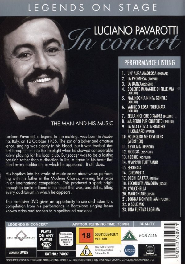 DVD - Legends on Stage - Luciano Pavarotti In Concert