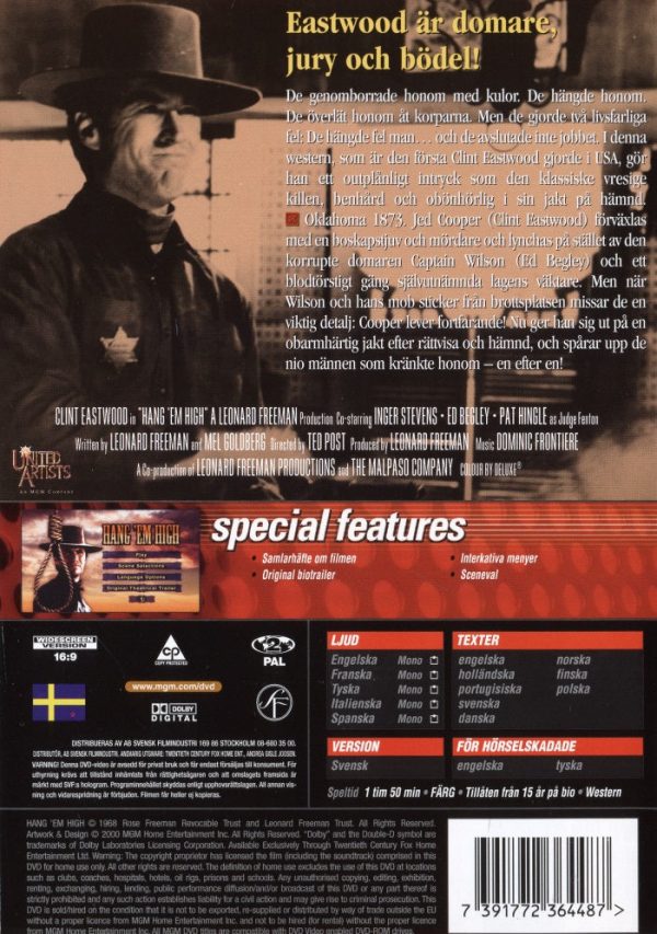DVD - Häng dom högt (Clint Eastwood) back cover