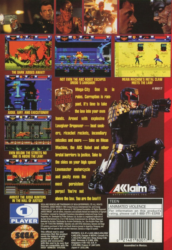 Sega Genesis (Mega Drive) - Judge Dredd (Komplett) (USA)