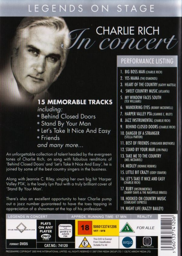 DVD - Legends on Stage - Charlie Rich in Concert