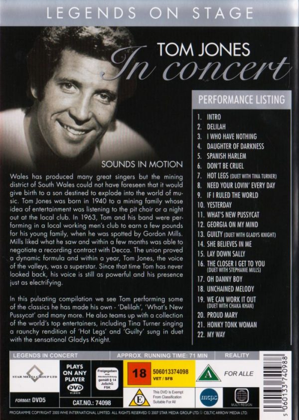 DVD - Legends on Stage - Tom Jones : Sounds in Motion